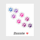 Kat Paw Afdrukroze Blauw Paars Sticker (Vel)