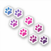Kat Paw Afdrukroze Blauw Paars Sticker (Voorkant)