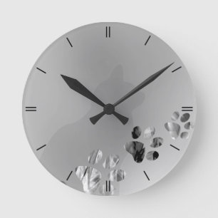 Kat Paw Black & White Ronde Klok