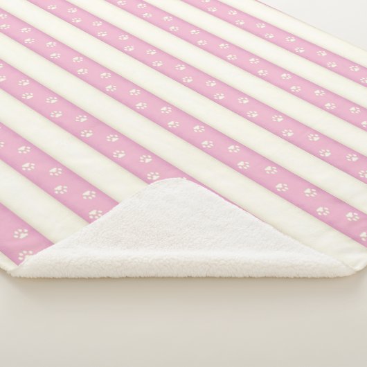 Kat Paw Drukt roze en Antiek witte strepen Sherpa Sherpa Deken (3/4)