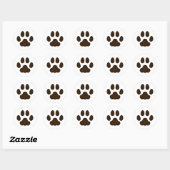 Kat Paw Print Animal (donkerbruin) Ronde Sticker (Vel)
