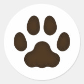 Kat Paw Print Animal (donkerbruin) Ronde Sticker (Voorkant)