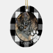 Kat Paw Print Rustic Black Buffalo Pset foto Keramisch Ornament (Rechts)
