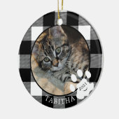 Kat Paw Print Rustic Black Buffalo Pset foto Keramisch Ornament (Links)