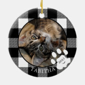 Kat Paw Print Rustic Black Buffalo Pset foto Keramisch Ornament (Achterkant)