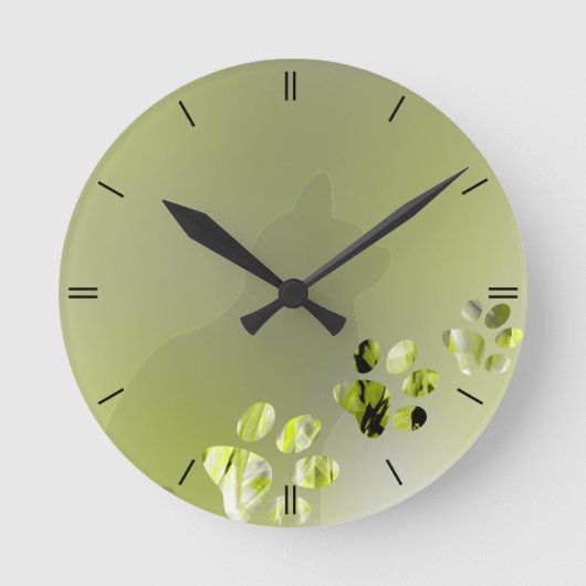 Kat Paw reinigen Ronde Klok (Voorkant)