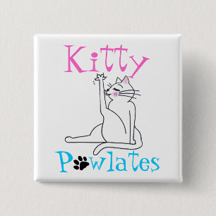 "Kat PAWlates" Vierkante Button 5,1 Cm
