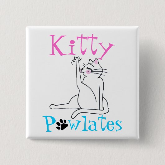 "Kat PAWlates" Vierkante Button 5,1 Cm (Voorkant)