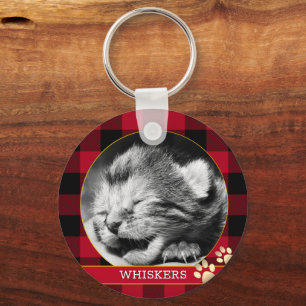 Kat Pawprint, rode buffelplaat, baby keukenfoto Sleutelhanger