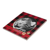 Kat Pawprint, rode buffelplaat, baby keukenfoto Tegeltje (Zijkant)