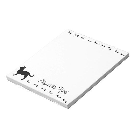 Kat pawprints gepersonaliseerd notitieblok (Linkerzijde)