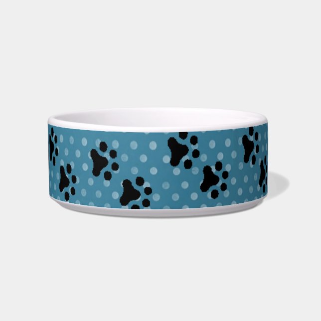 Kat Paws Blue Polkadots Voerbakje (Rechts)
