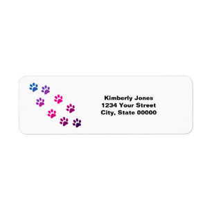 Kat Paws Girly personaliseert het terugkeeradres Etiket
