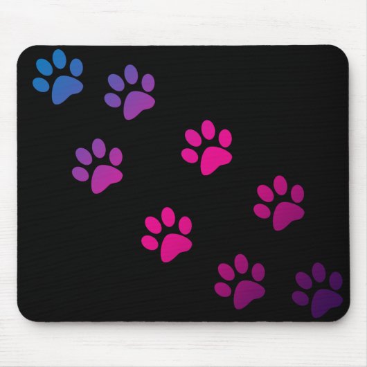 Kat Paws Pink Blue Paars Ombre Black Cute Muismat (Voorkant)
