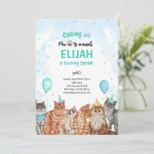 Kat Pawty Dieren Jongen Verjaardag Kaart (Staand voorkant)