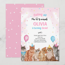 Kat Pawty Dieren Meisje Verjaardag Kaart