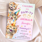 Kat Pawty Verjaardagsfeestje Meisje 1e Verjaardag Kaart