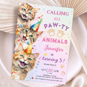 Kat Pawty Verjaardagsfeestje Meisje 5e Verjaardag Kaart