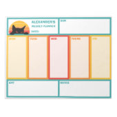 Kat Peek-A-Boo Retro Sunset Weekly Planner Notitieblok (Voorkant)