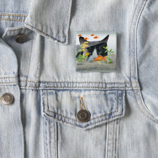 Kat peerin visschacht vierkante button 5,1 cm (In situ)