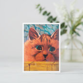 Kat peering Over Wall, Louis Wain Briefkaart (Staand voorkant)