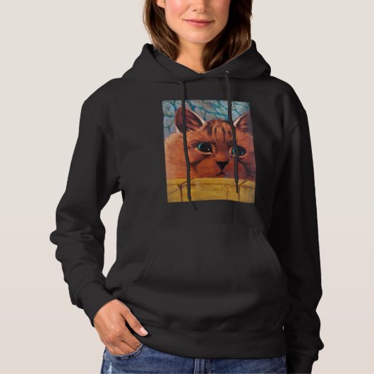 Kat peering Over Wall, Louis Wain Hoodie (Voorkant)