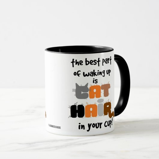 Kat per haar in je beker Humoureuze kattendeksel M Mok (Voorkant rechts)