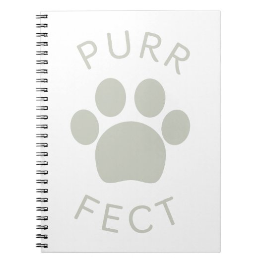 Kat Perfect Light Grey Spint Paw Print Notitieboek (Voorkant)