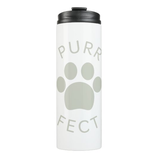 Kat Perfect Light Grey Spint Paw Print Thermosbeker (Voorkant)