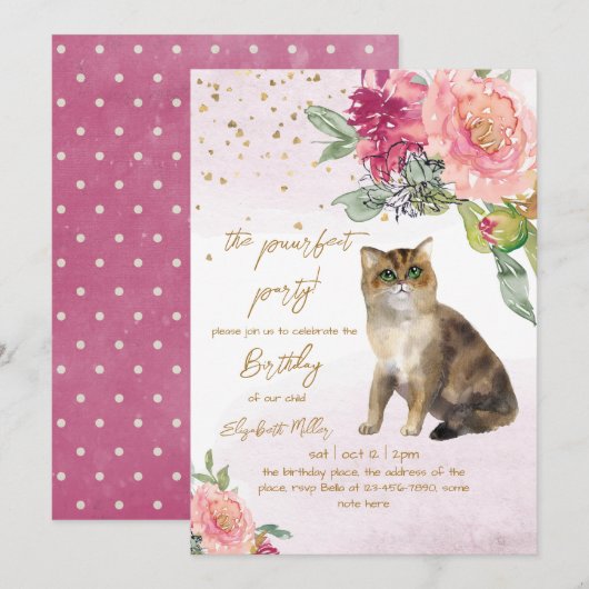 Kat Perfect Pawty 2e Verjaardag Kaart (Voorkant / Achterkant)