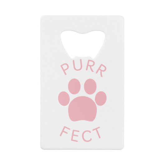 Kat Perfect Roze Spint Paw Print Creditkaart Flessenopener (Voorkant)