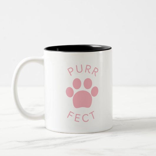 Kat Perfect Roze Spint Paw Print Tweekleurige Koffiemok (Links)