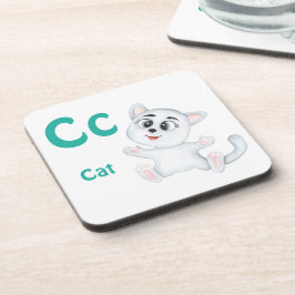 Kat personaliseer ABC: Letter C - Voeg je naam toe Bier Onderzetter