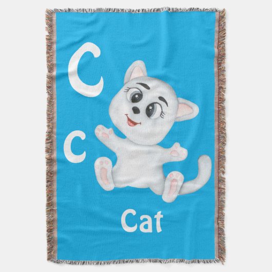 Kat personaliseer ABC: Letter C - Voeg je naam toe Deken (Voorkant Verticaal)
