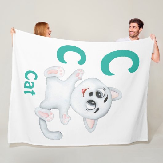 Kat personaliseer ABC: Letter C - Voeg je naam toe Fleece Deken (In situ)