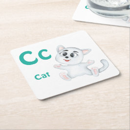 Kat personaliseer ABC: Letter C - Voeg je naam toe Kartonnen Onderzetters