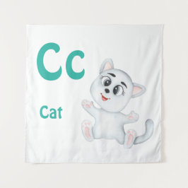 Kat personaliseer ABC: Letter C - Voeg je naam toe Wandkleed
