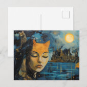 Kat Persoon In Een Sterrenstad AI Gegenereerde Kun Briefkaart (Voorkant / Achterkant)