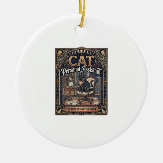 Kat Persoonlijke Assistent Kat Grappige Eigenaar H Keramisch Ornament (Voorkant)