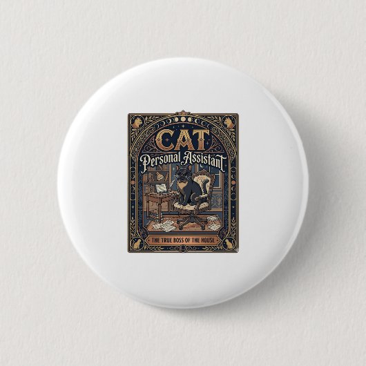 Kat Persoonlijke Assistent Kat Grappige Eigenaar H Ronde Button 5,7 Cm (Voorkant)