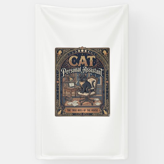 Kat Persoonlijke Assistent Kat Grappige Eigenaar H Spandoek (Verticaal)
