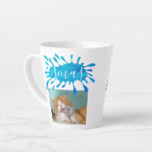 Kat Pet Blue Xmas kerstfoto Latte Mok (Linkerhoek)