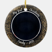 Kat Pet First kerstfoto Lijst Keramisch Ornament (Achterkant)