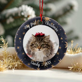Kat Pet First-kerstfoto Rustic Messistars Keramisch Ornament