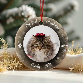 Kat Pet First kerstfoto Rustige Animal Print Keramisch Ornament