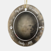 Kat Pet First kerstfoto Rustige Animal Print Keramisch Ornament (Links)