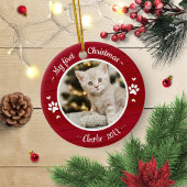Kat Pet First Kerstmis Eenvoudige foto Rustige Metalen Ornament