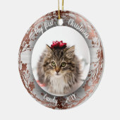 Kat Pet First Kerstmis Roos Foliën Keramisch Ornament (Links)