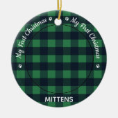 Kat Pet Foto Green Pset Kitten eerste Kerstmis Keramisch Ornament (Voorkant)