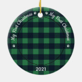 Kat Pet Foto Green Pset Kitten eerste Kerstmis Keramisch Ornament (Achterkant)